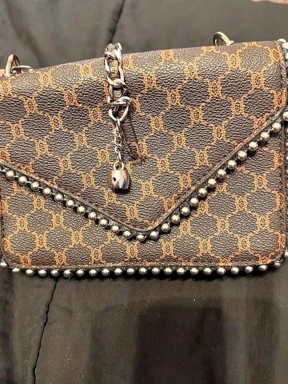 Beaded Crossbody in Brown & Black Like New